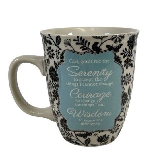 Serenity Prayer Ceramic Coffee Mug Floral Courage Wisdom Inspirational New w/Box - Picture 6 of 14